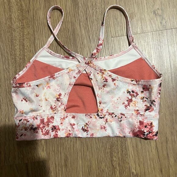 Gap Fit Multicolored watercolor-like pattern Crisscross back sports bra  size S - Picture 3 of 4